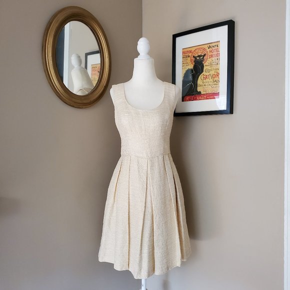 Shoshanna Gold Jacquard Melody Dress Size 6 - Picture 7 of 16